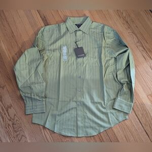 Denver Hayes Olive Striped Dress Shirt